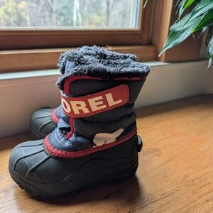Sorel Black and Red Kids' Snow Boots